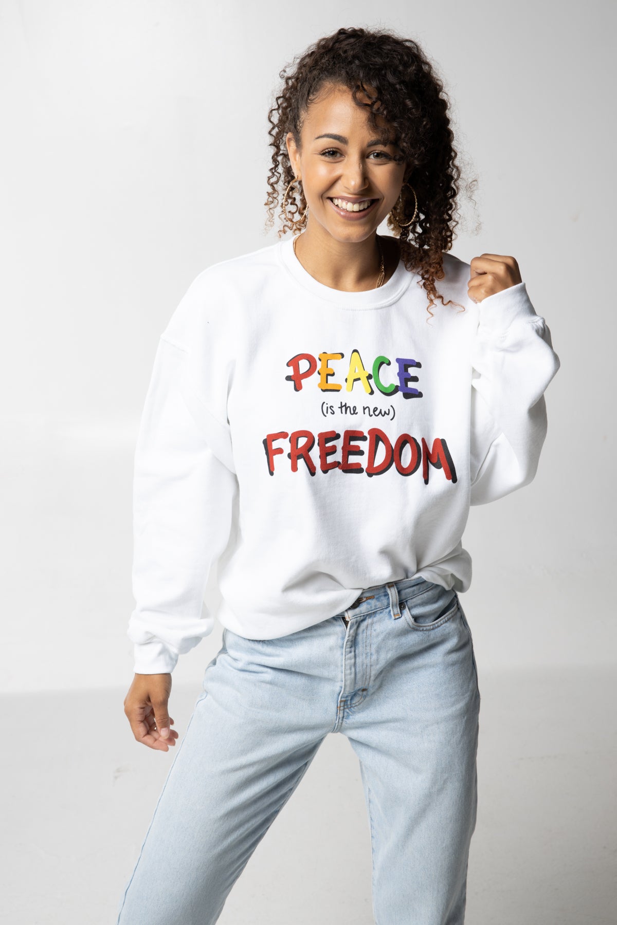 Peace (is the new) Freedom Crewneck | White